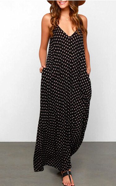 Black Polka Dot Slip Maxi Dress from Gamiss - Best Maxi Dress
