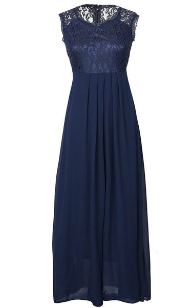 Cupshe Sapphire Blue Lace Splicing Dress - Best Maxi Dress