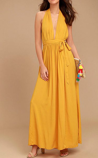 Magical Movement Mustard Yellow Wrap Maxi Dress - Best Maxi Dress
