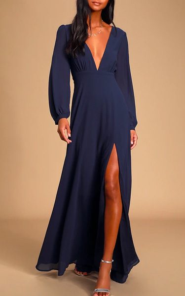 long navy blue maxi dress