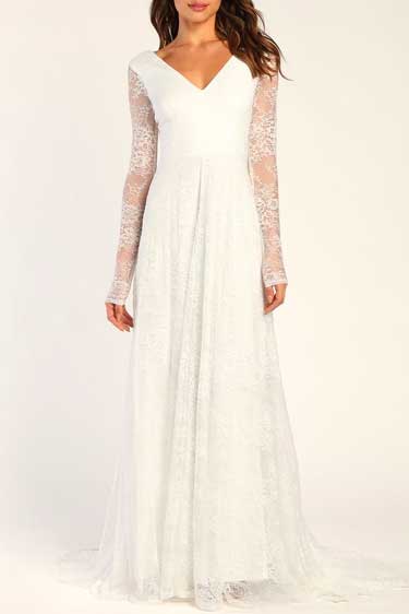 I Love You Forever White Lace Long Sleeve Maxi Dress - Best Maxi Dress