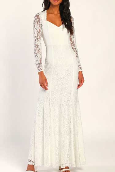 Loving Luxuriously White Lace Backless Mermaid Maxi Dress - Best Maxi Dress